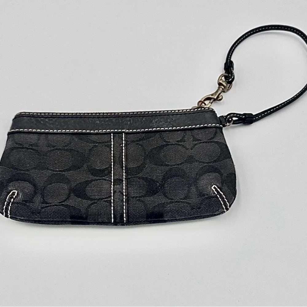 Coach Black and Gray Wristlet with Signature Design
